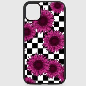 Pink Sunflower Checkered Phone Case